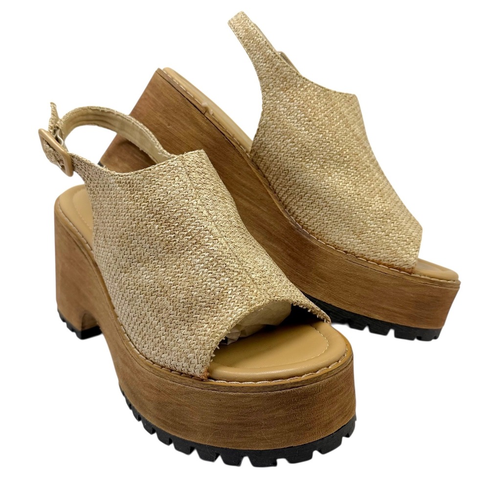 Beach by Matisse Woody‎ Platform Wedge Chunky Sandal 10 Woven Open Toe Strap